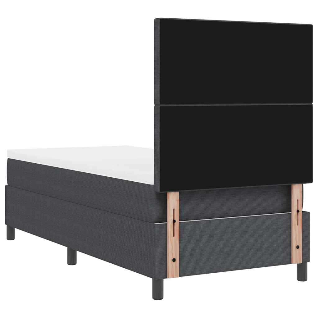 Box Spring Bed in Dark Grey and White 80 x 200 cm Cord Fabric