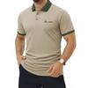 Men's Contrast Collar Short Sleeve Polo Paris Eiffel Tower Print Breathable Casual Tops