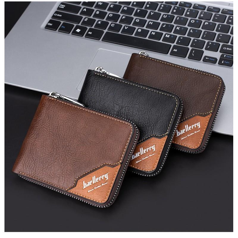 Wallet Men's Short European American Business Multifunctional Color Blocked Fashionable Change Bag Trend