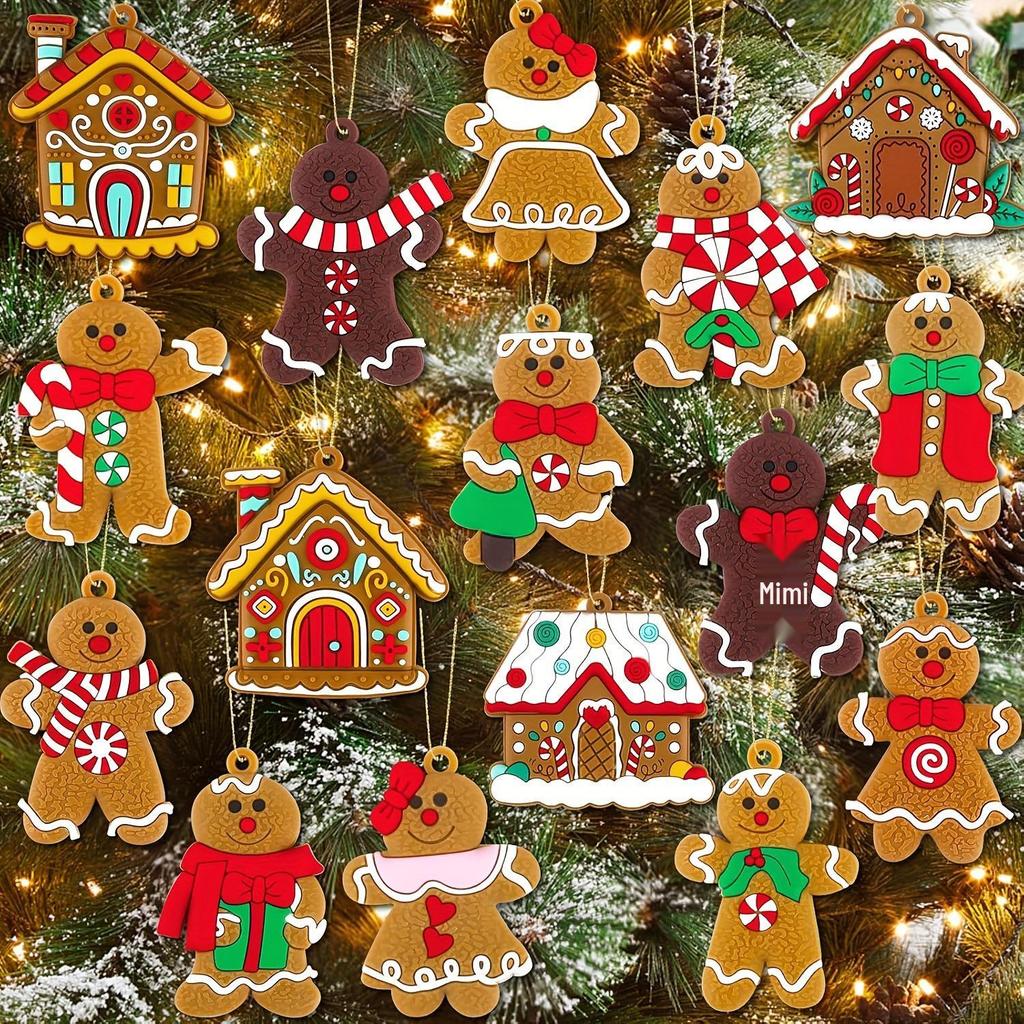 2024 New Gingerbread Man & House Christmas Ornaments DIY Holiday Scene Decorations