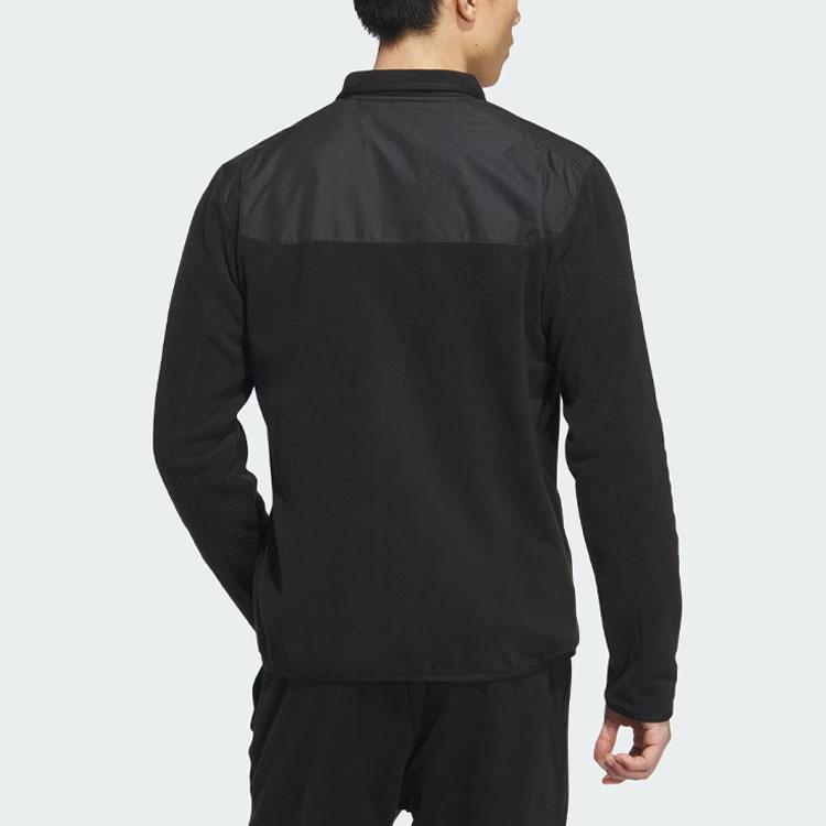 adidas Fleece Jacket With Logo Outdoor Fleece Sports Jacket Men Jacket Black IL8996