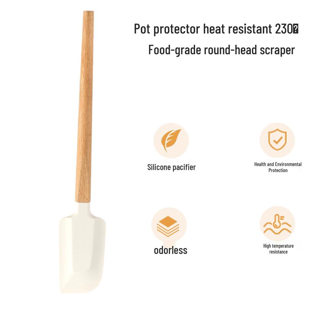 Silicone Spatula Set with Wooden Handle - Heat Resistant, Food Grade for Baking and Cake Cream.