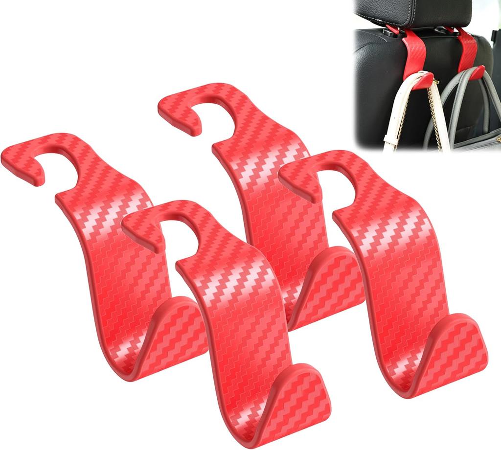 Car Seat Headrest Hook 4 Pack Hanger Storage Organizer Universal for Handbag Purse Coat fit Universal Vehicle Car Black S Type
