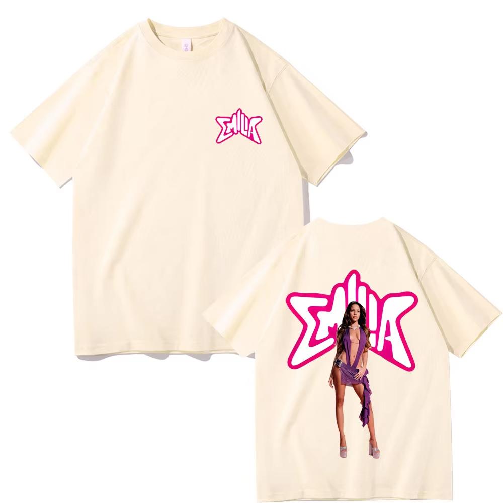 Singer Emilia Mernes MP3 Double Sided Print T Shirts Men Women Cotton Oversized Tshirts Male Fashion Tshirt Fashion Streetwear