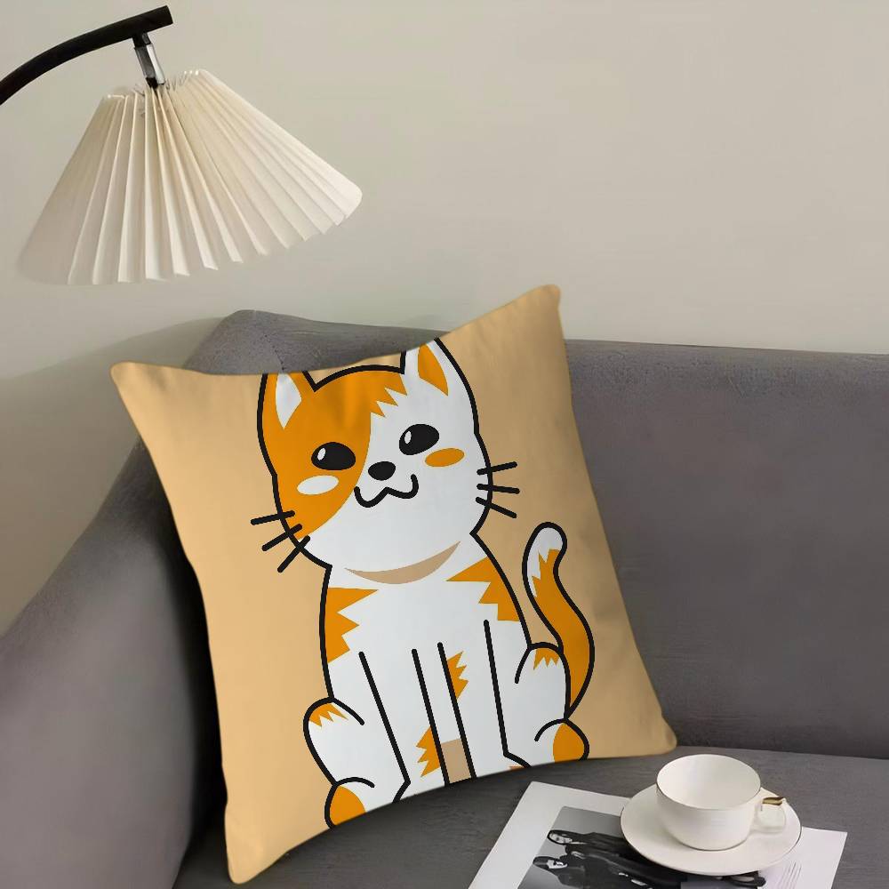 Cute Cartoon Cat Illustration Pillow Gift Home Office Decoration Bedroom Sofa Car Cushion Cover Case 45x45