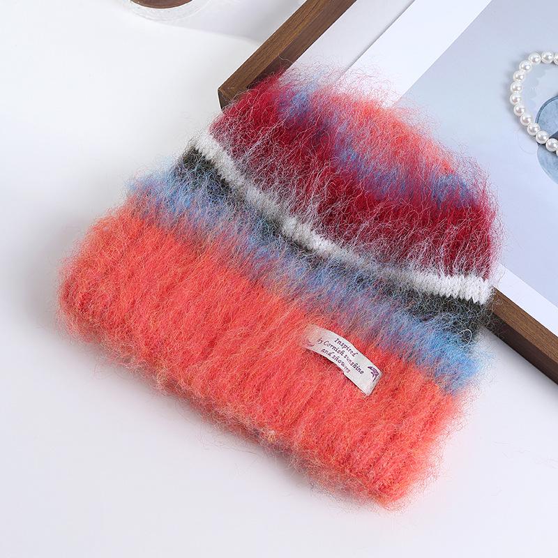 Женская плюшевая вязаная зимняя шапка в корейском стиле
