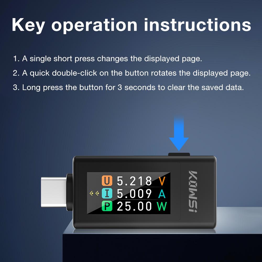 Neuer KWS-1902L Typ-C Strom- & Spannung 4-30V 0-8A Leistungsmesser Digitaler Farbbildschirm Tester Messgerät Stromausfallspeicherung