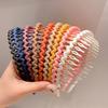 2023  Female Headwear For Broken Hair Card Head Hoop With Teeth Frosted Braid Headband Non-Slip Hairband Casual Headband