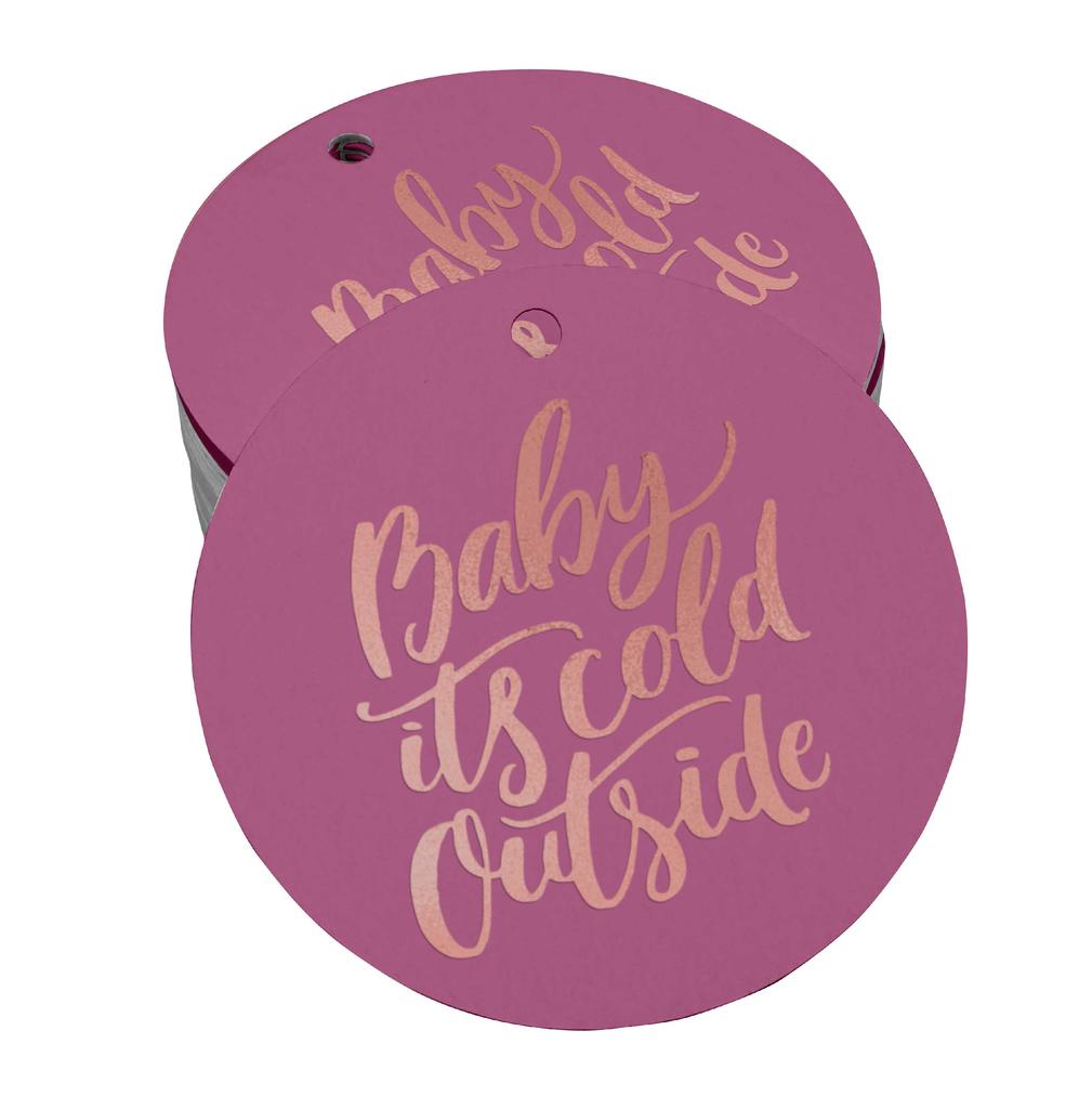 Inkdotpot Real Gold Foil Baby It's Cold Outside Baby Shower Tags Favor Hang Paper Tags 100