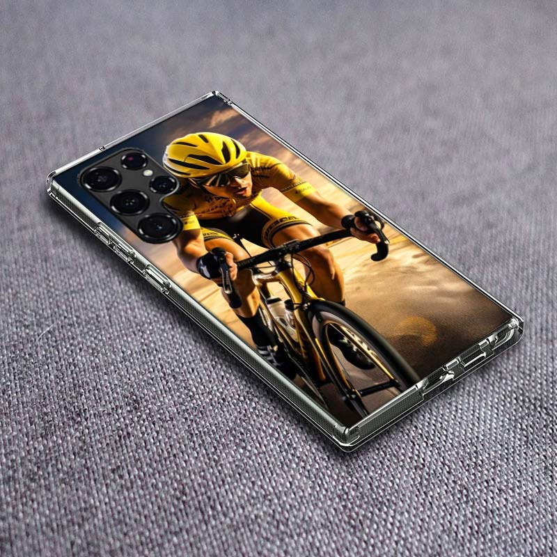 Bicycle Race Phone Case For Samsung Galaxy S24 S23 S21 S20 FE S22 S26 Ultra S25 Edge S10 Plus Cover Clear TPU Capa Shell Coque S