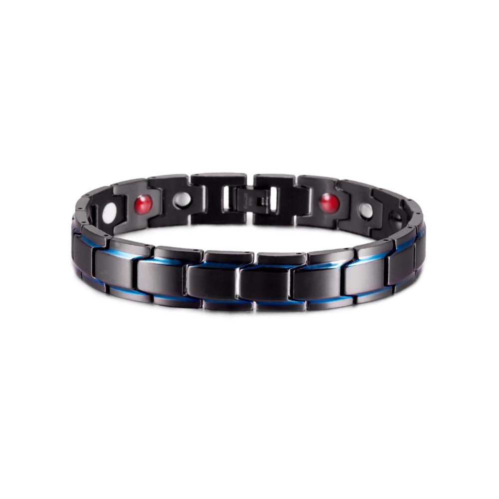 Schwarz-Gold Edelstahl Magnetisches Armband mit Germanium und Negativ-Ionen Uhrenarmband