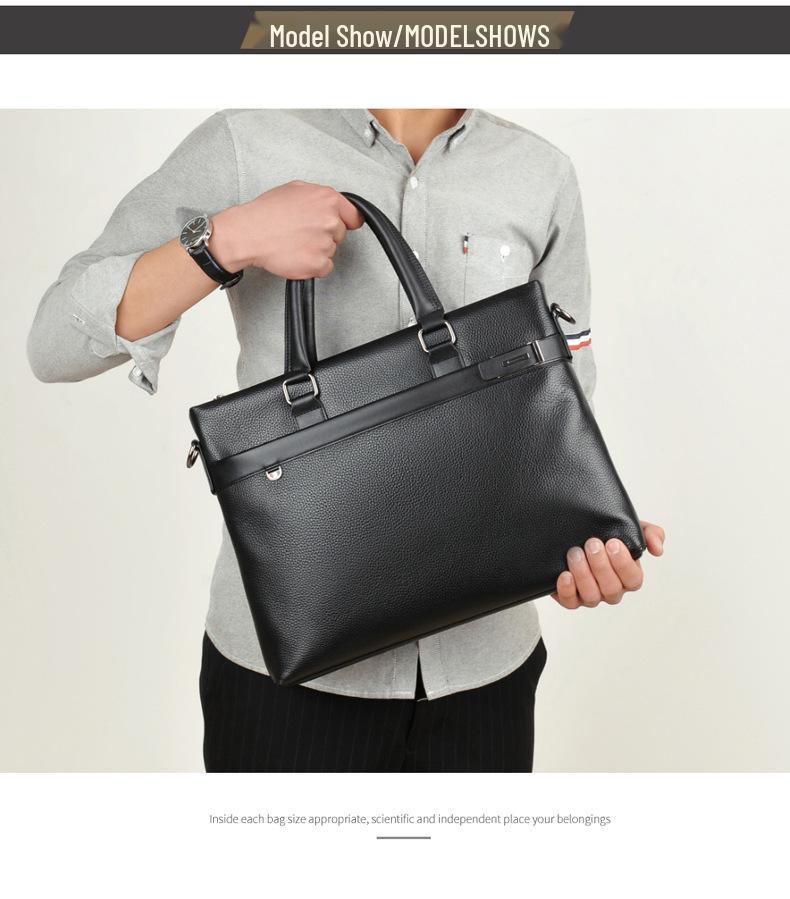 Men's Genuine Leather Cowhide Laptop Crossbody Bag - Business Travel Trend