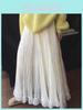 Pure Color Mesh Panel Long Skirt With Pleats For Casual Womens Fashion