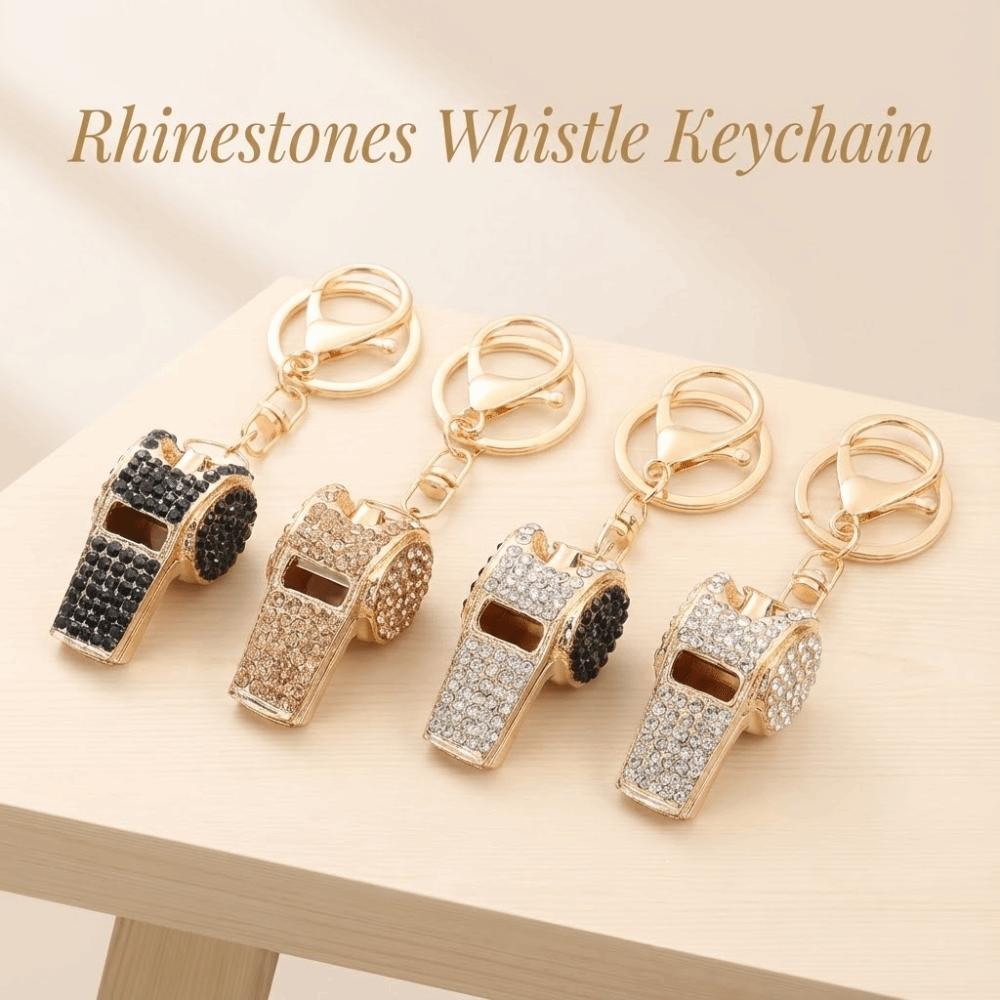 Luxury Rhinestones Whistle Keychain Creative Shining Whistle Pendant  Bag Ornament