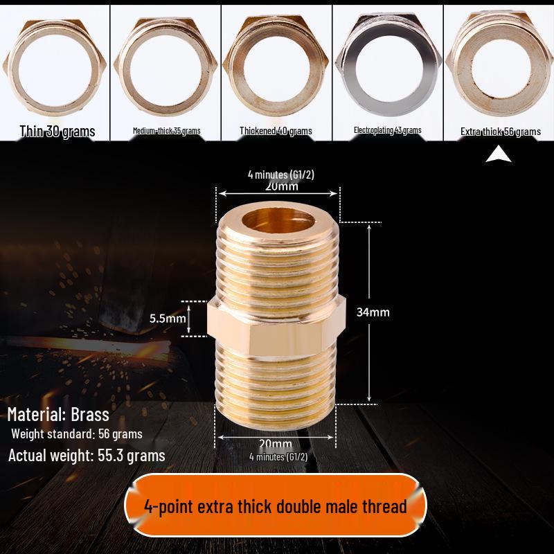 All-Copper Male Thread Direct Coupling, Short To Extended Thread, 4-Point To 6-Point, 1-Inch Inlet Pipe Reducing Joint