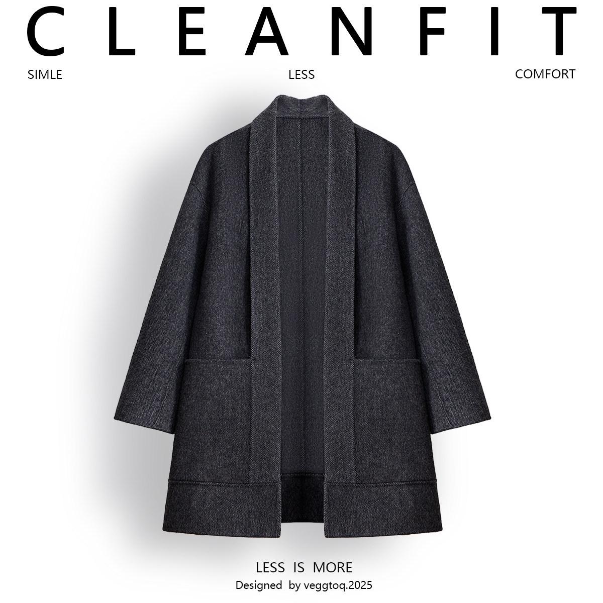 

Men s Mid-Length Wool Cardigan Coat - Double-Sided, Korean Style, Autumn/Winter Casual Trench XXL темно-сірий