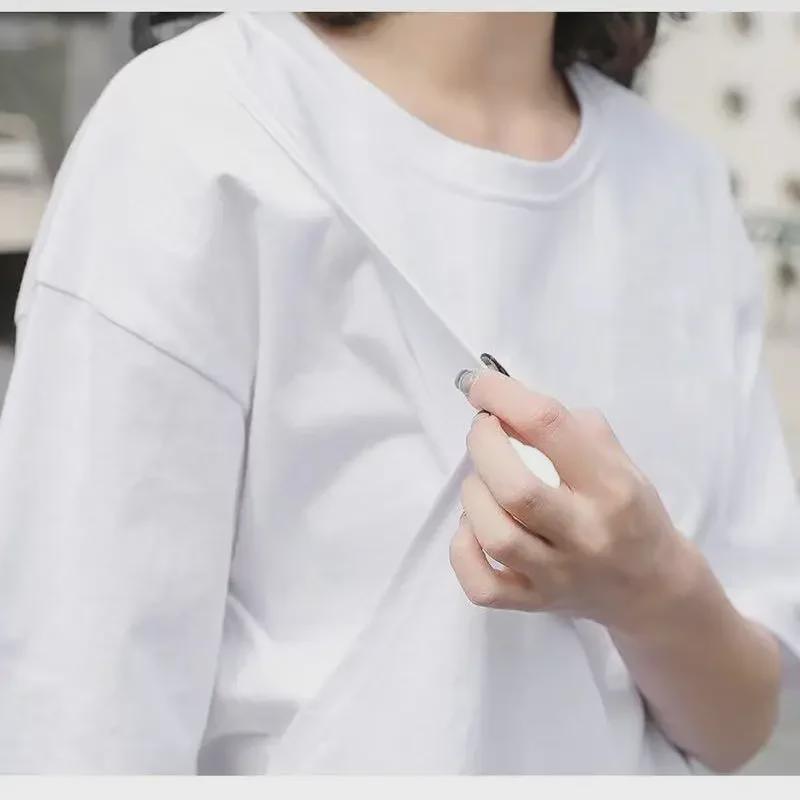 Summer Short-Sleeved T-Shirt for Breastfeeding: Loose, Versatile Korean Style for Trendy Moms