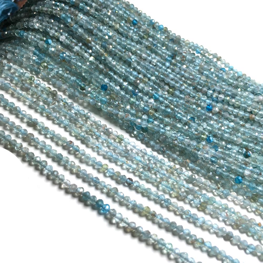1String, Faceted Natural Stone Beads, 2mm, 3mm Small Round Turquoise Tourmaline Obsidian Gems Loose Spacer Beads for Jewelry Making DIY Crafts, 38cm