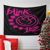 Pink Blink-182 Logo on Black Background Pattern Wall Hanging Tapestry Decorative Tapestry Home Decor for Bedroom and Living Room