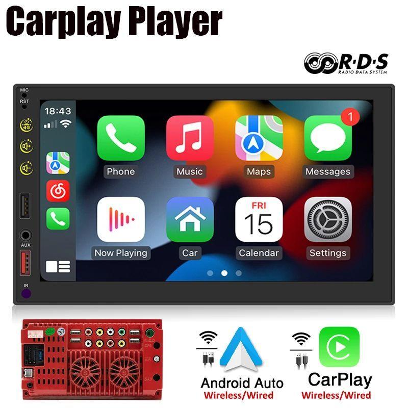 

FS03W/FS03C 2 Din беспроводной/проводной авто CarPlay радио автомобильный стерео Bluetooth MP5-плеер Android авто FM-приемник wired carplay чёрный