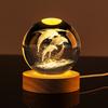 Popular Marine Ocean Animal 3D Laser Engraved Crystal Glass Ball Home Decoration LED Polished Carved 60 80mm Dolphin Whale Shark