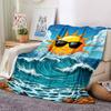 Cool Sunglasses Sun Ocean Wave Sea Rock Cartoon Print Flannel Blanket Soft Warm Throw Blanket For Sofa Bedroom