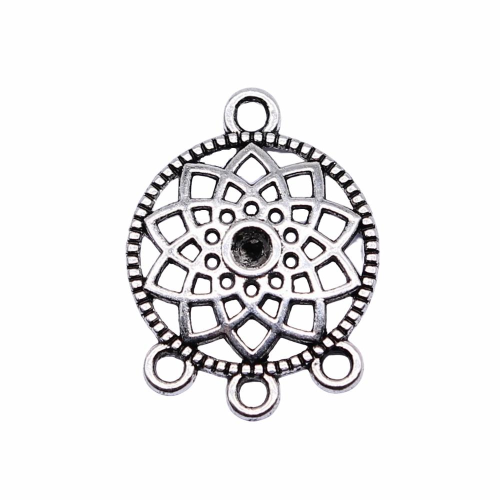 

10 шт., серьги-коннекторы «Ловец снов», ювелирные компоненты, аксессуары, античное серебро, цвет цинкового сплава, 24X18 мм