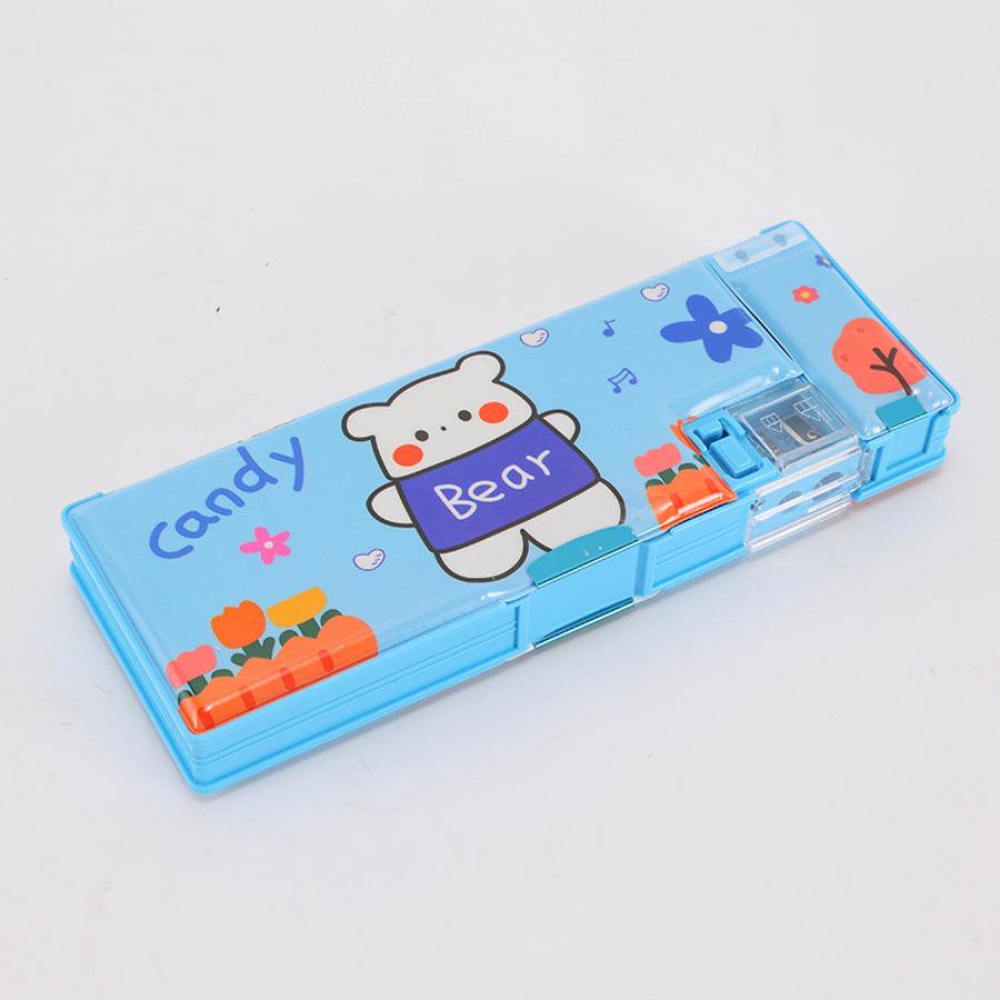 Cute Pencil Case for Girls, Kindergarten & Elementary Students: Multifunctional Stationery Box with Sharpener, Ruler & Scissors.