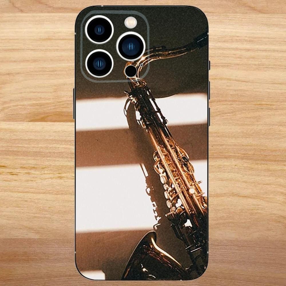 Saxophone Music Phone Case For iPhone 16,15,14,13,12,11,Mini,Pro,SE,MAX White Matte Shockproof Cover