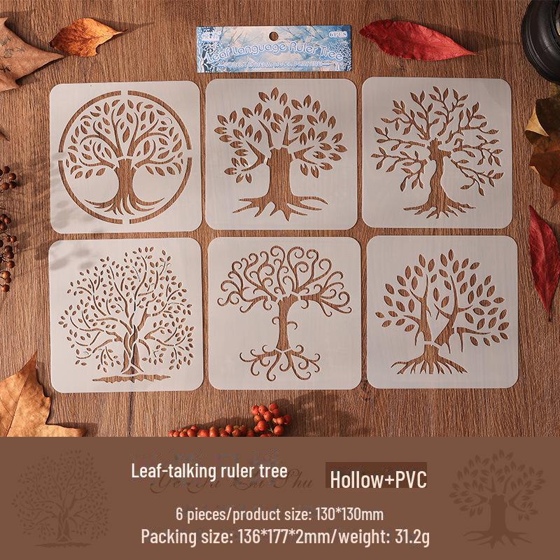 

Дитячий шаблон для малювання своїми руками Linjian Ruler - набір графіті та скопійованих вручну шаблонів Leaf-talking ruler tree