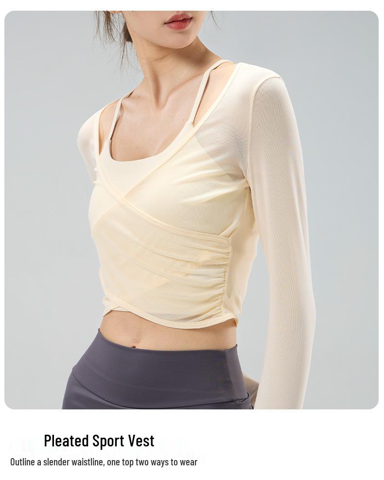 Women's 2025 Temperament Yoga Top: Faux Two-Piece Slimming Pilates Cover-Up