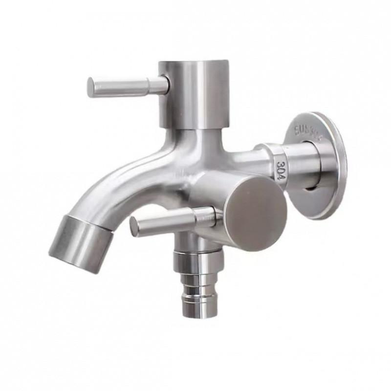 Stainless Steel Washing Machine Faucet With Dual Control For Laundry Room Use