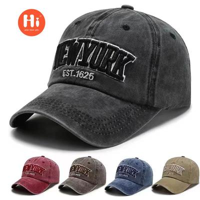 Embroidery NEW YORK Letter Washed Cotton Baseball Cap Men's Splicing Baseball Cap Korean Version