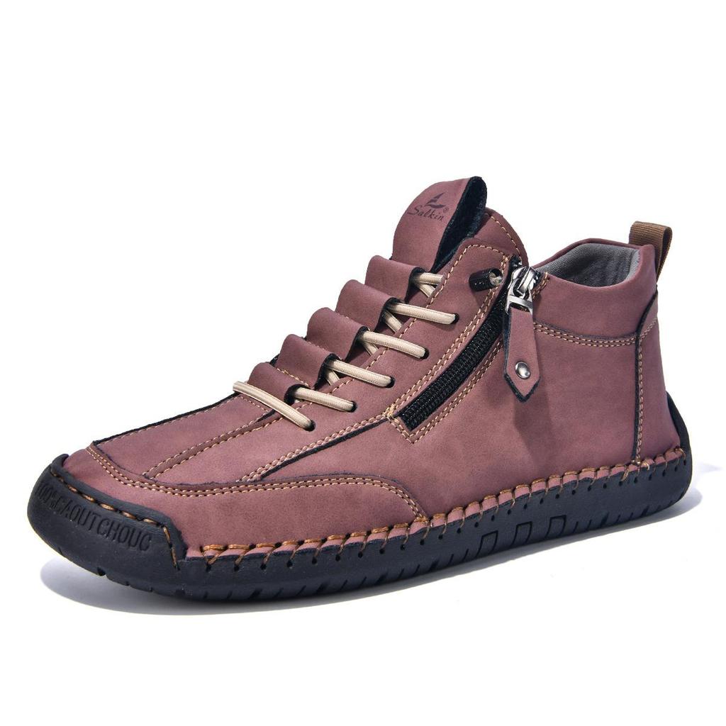 Autumn Leather Men Boots Handmade Casual Ankle Boots for Men Shoes Winter Boot Zipper Shoes for Man Hombres Botas