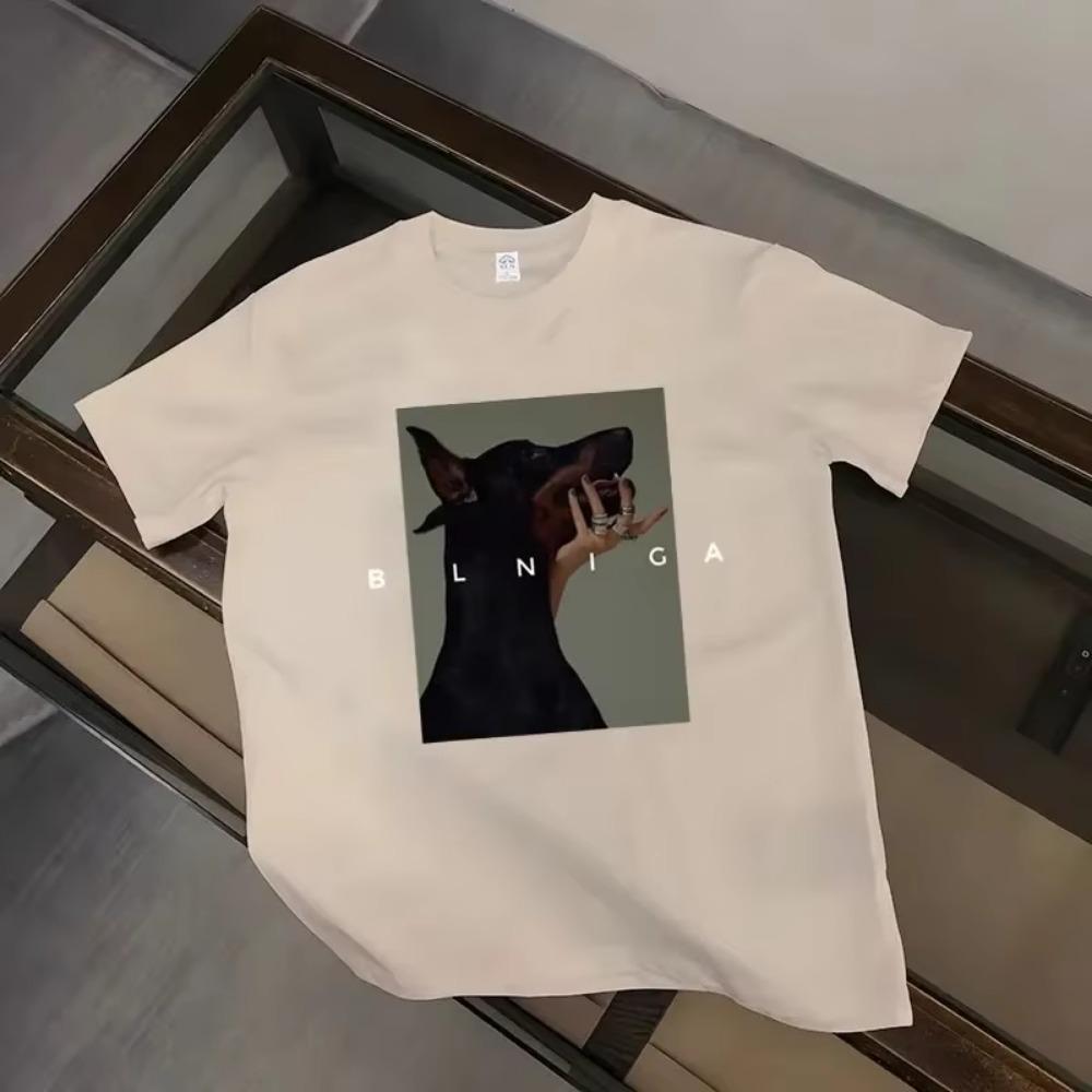 Herrenbekleidung T-Shirt Sommer Groß Harajuku Lauf-T-Shirt Herren Hip Hop Gothic Dobermann Streetwear Sportbekleidung T-Shirt