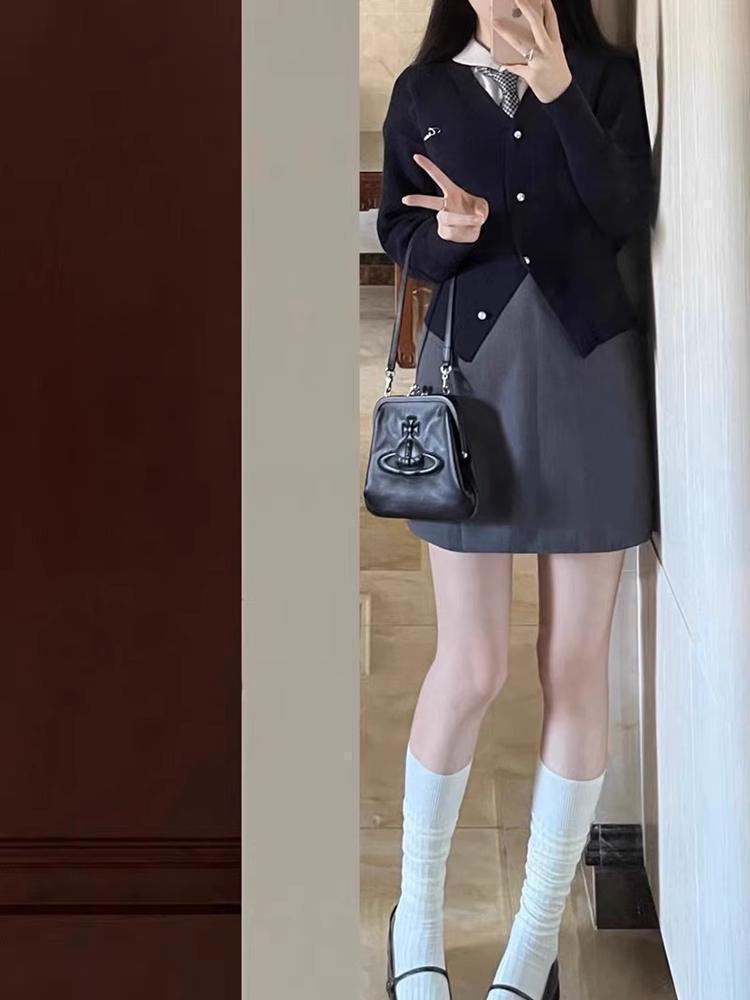 Trendiger JK College V-Ausschnitt Cardigan: Damen Strickpullover, Langarm Herbst Oberbekleidung