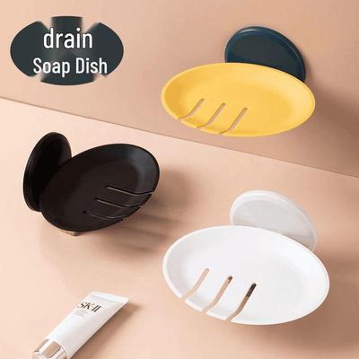 Punch-Free Wall-Mounted Soap Dish with Drainage and Suction Cup