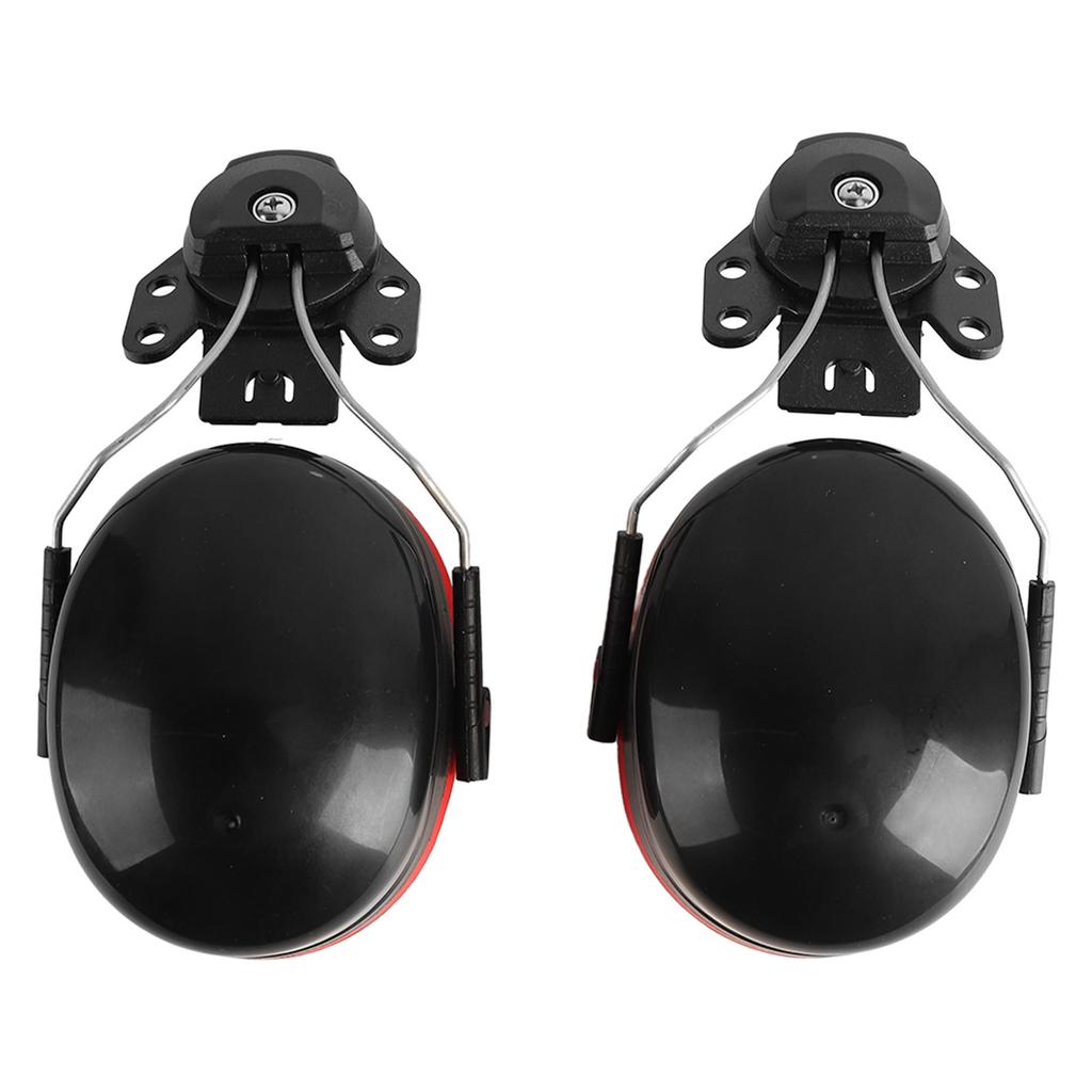 2Pcs Hard Hat Attachment Earmuff Noise Reduction Angle Adjustable Telescopic Helmet Earmuff Red Black