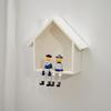 Wood House Wall Display Shelf, Wall Mounted Decorative Floating Shelf, Small Toys Dolls Organizer for Entryway, Living Room, Nursery