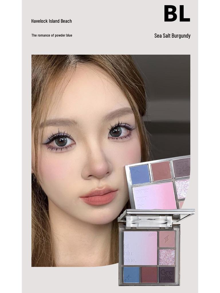 CZEL Earth Tone Eyeshadow & Blush Palette: Gray-Pink Gradient, Matte, Light Makeup All-in-One