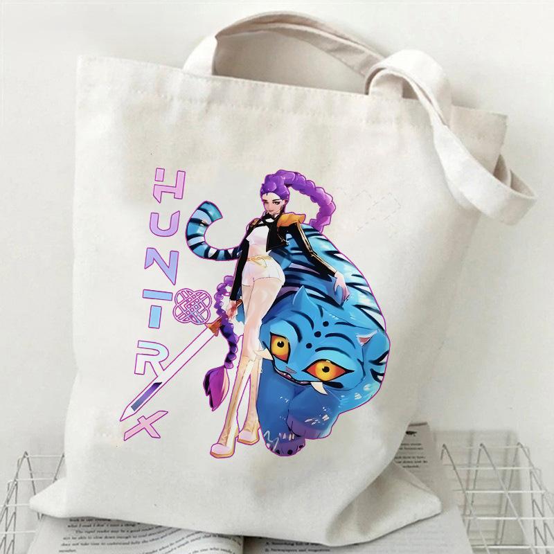 Spot KPOP Demon Hunter Group Printed Canvas Bag Student Daily Trend Handbag Shopping Bag