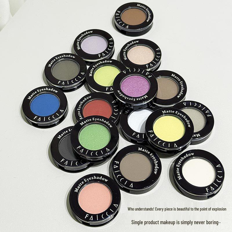 Fei Xi Single Color Eyeshadow & Highlighter Palette for Under Eyes, Inner Corners, & Face - Matte Blue, Green, Black, White.