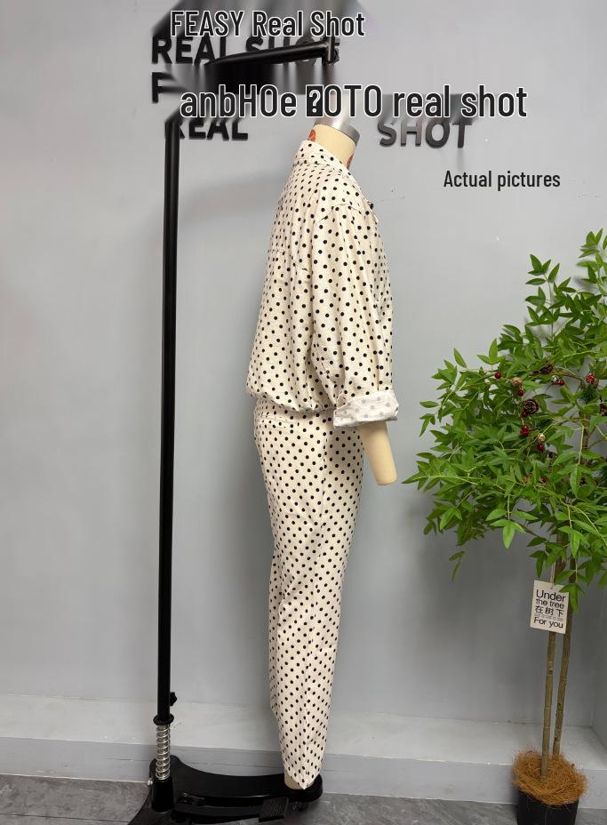 European & American Style Women's Polka Dot Bubble Jacket with Stand Collar