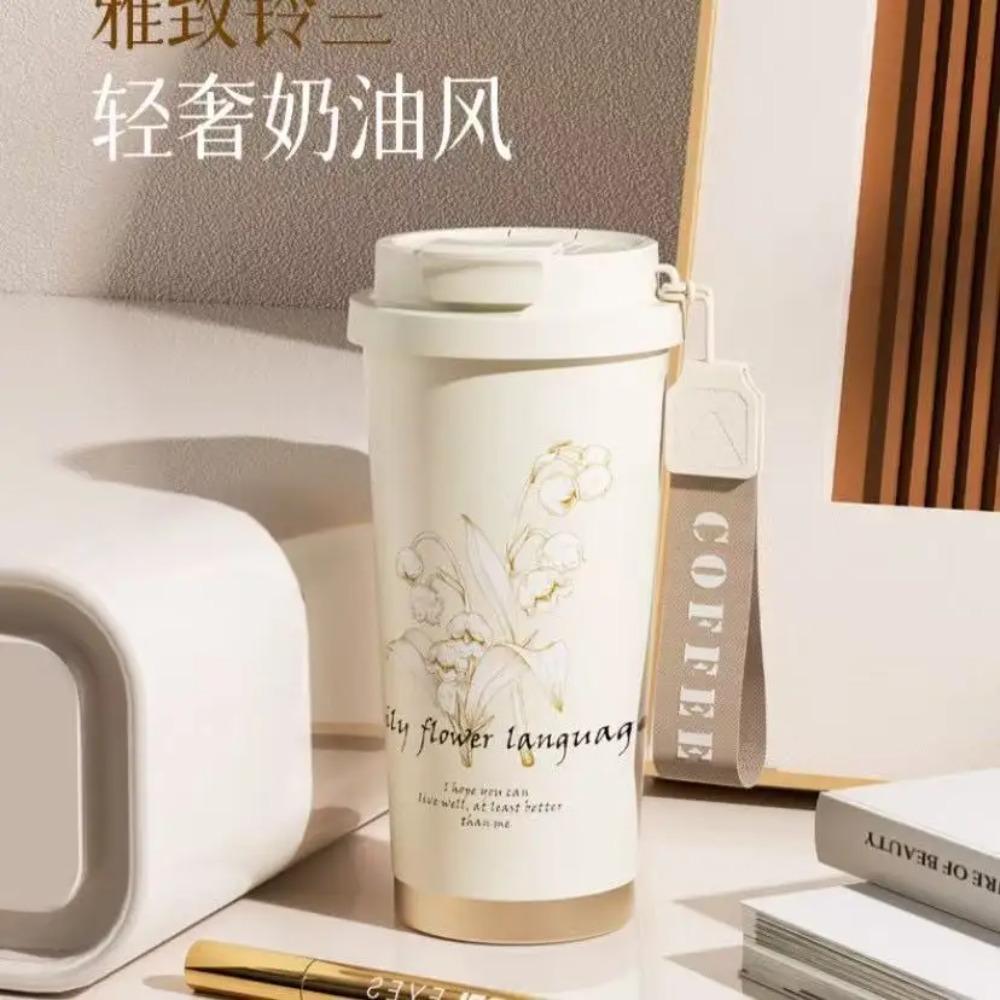 New Water Bottle Van Go-gh Thermos Coffee Cup 2025 New High-looking Double Drinking Cup Lily Of The Valley Flower Gift Water Cup