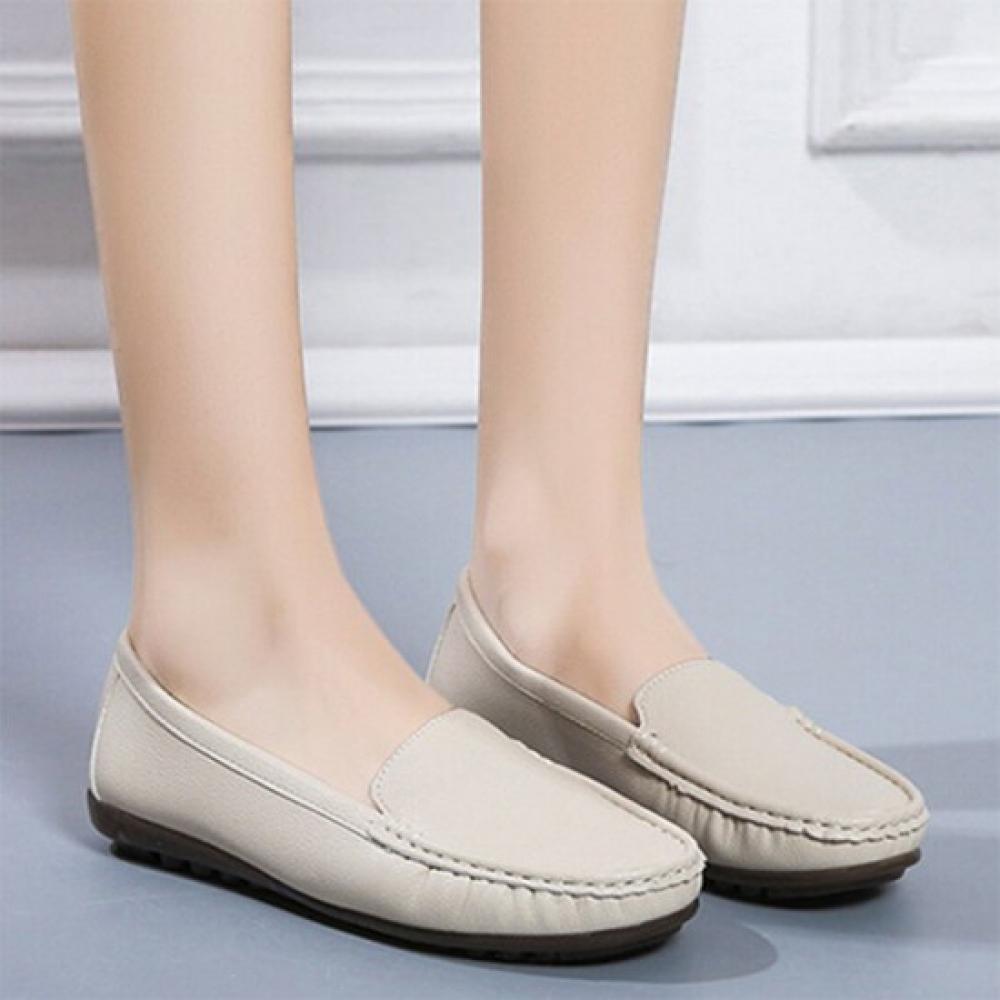 New Arrivals Open Run Women Leather Flat Shoes Round Toe
