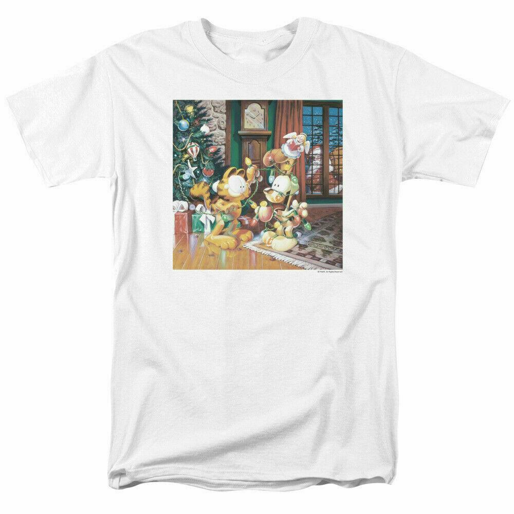 Garfield Odie Christmas Tree T Shirt Licensed Comic Book Cartoon Tee White M