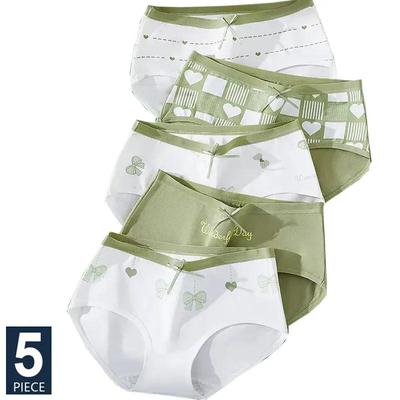 5 ks/sada Bavlna Dámske Nohavičky Priedušná spodná bielizeň Roztomilá potlač Dievčenské nohavičky Spodná bielizeň s nízkym pásom