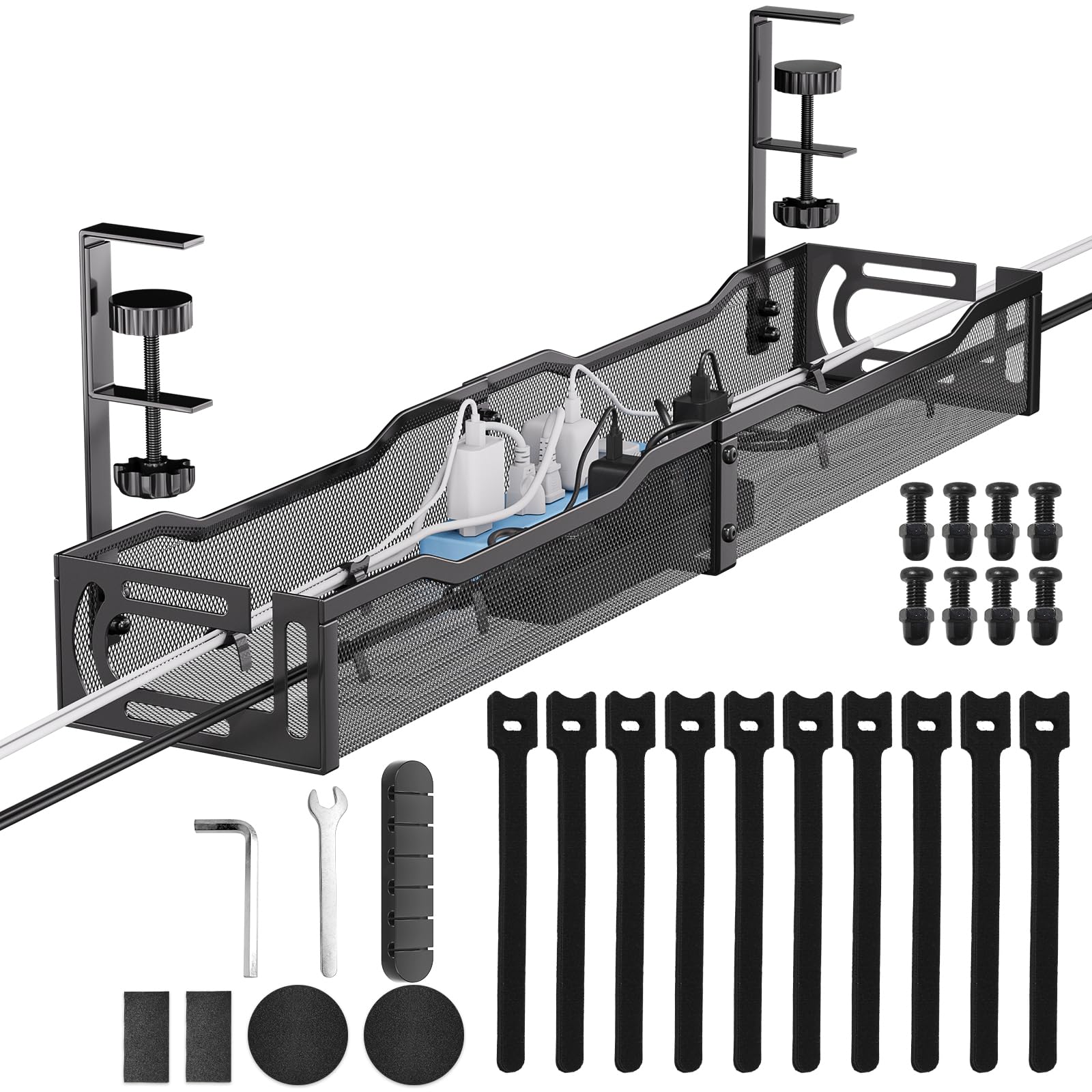 

VerkTop Cable Tray, Cable Management, Router Storage, 64cm Wide, Desk Storage, Cable Organizer, Cable Holder, Cable Box, Cord Concealment, Cable Stora