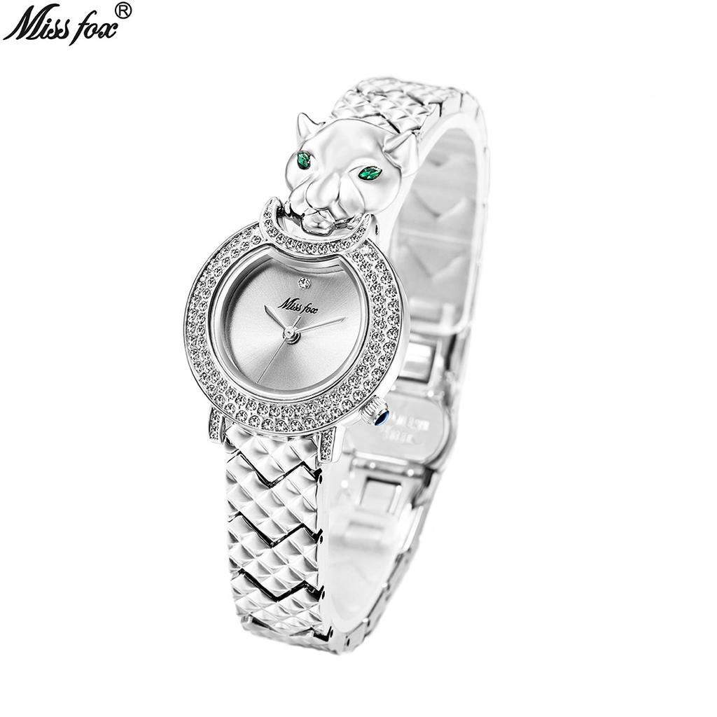MISSFOX Leopard Bling Diamond Quartz Women Wristwatch Fashion Casual Ladies Female Quartz Gold Watches Jewelry Women Clock