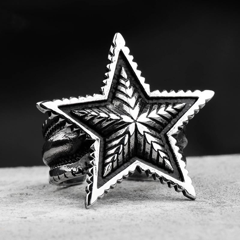 Yintai Fei Retro Star Open Ring: Men's Bold Thai Silver Punk Index Finger Accessory